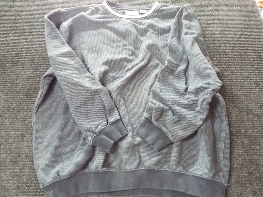 Norm Thompson Grey Black Striped Pullover Shirt - Sz XL cotton blend
